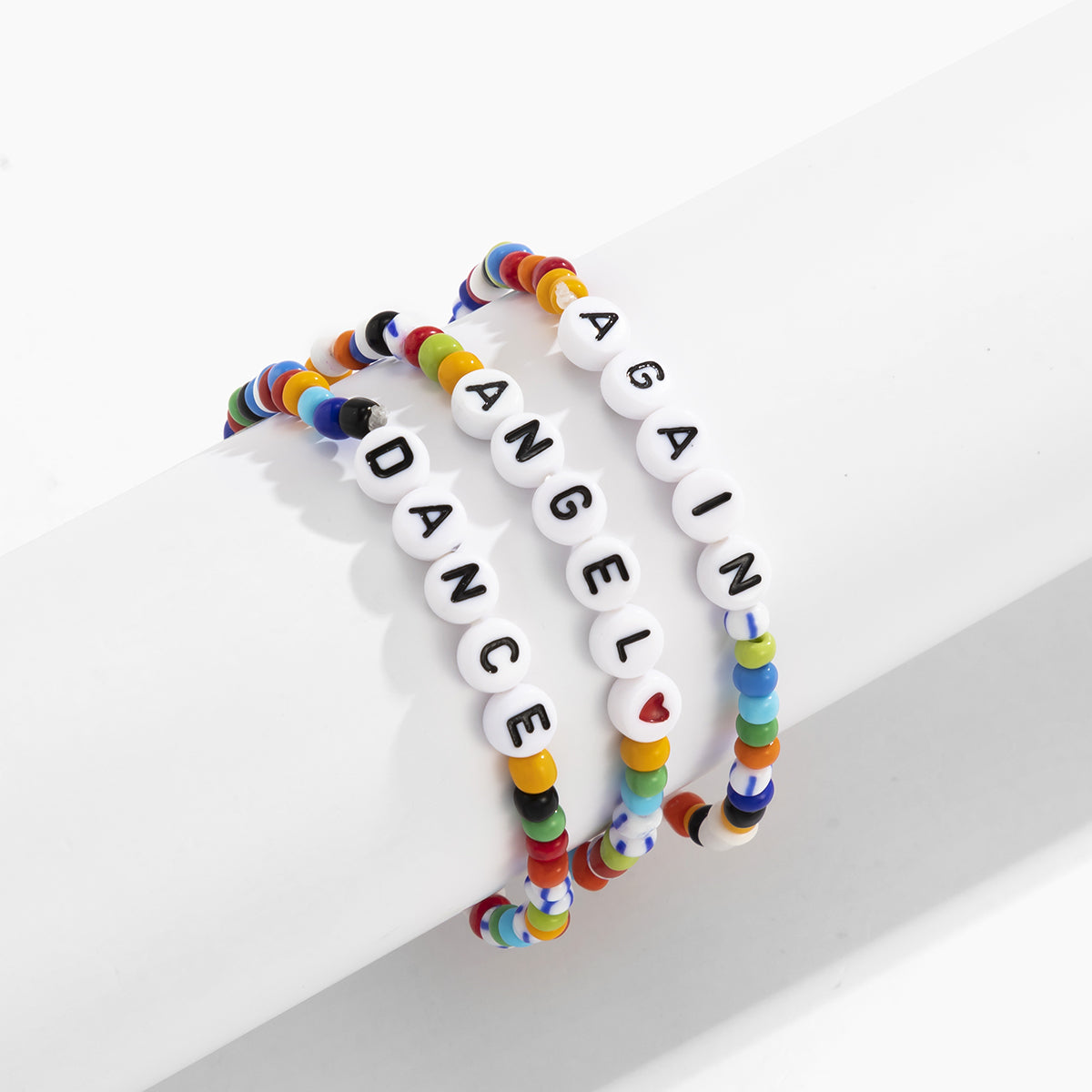 Yellow Multicolor and Teal Howlite 'Angel' Beaded Stretch Bracelet Set, jewelry gift sets for women, lifestyle look