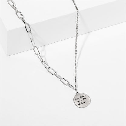 Silver-Plated Coin Pendant Necklace, silver pendant necklace for women, botanical inspired, lifestyle look