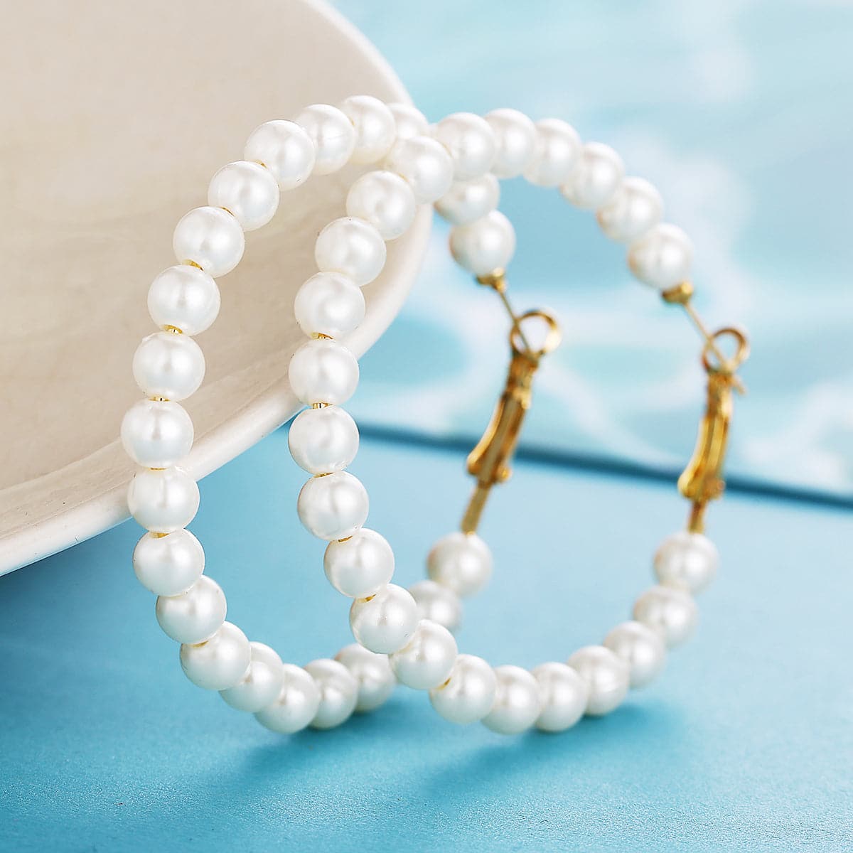 Pearl & 18K Gold-Plated Hoop Earrings