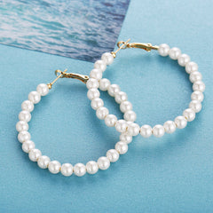 Pearl & 18K Gold-Plated Hoop Earrings