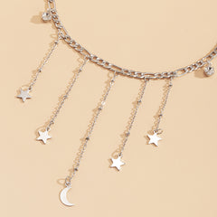Cubic Zirconia & Silver-Plated Celestial Tassel Choker Necklace