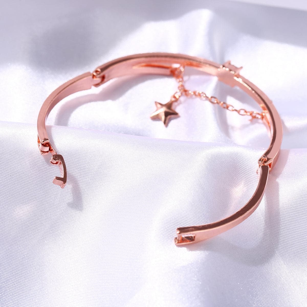 Cubic Zirconia & 18K Rose Gold-Plated Star Charm Bracelet