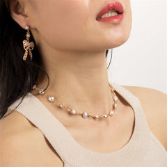 Pearl & 18K Gold-Plated Station Choker Necklace