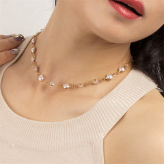 Pearl & 18K Gold-Plated Station Choker Necklace