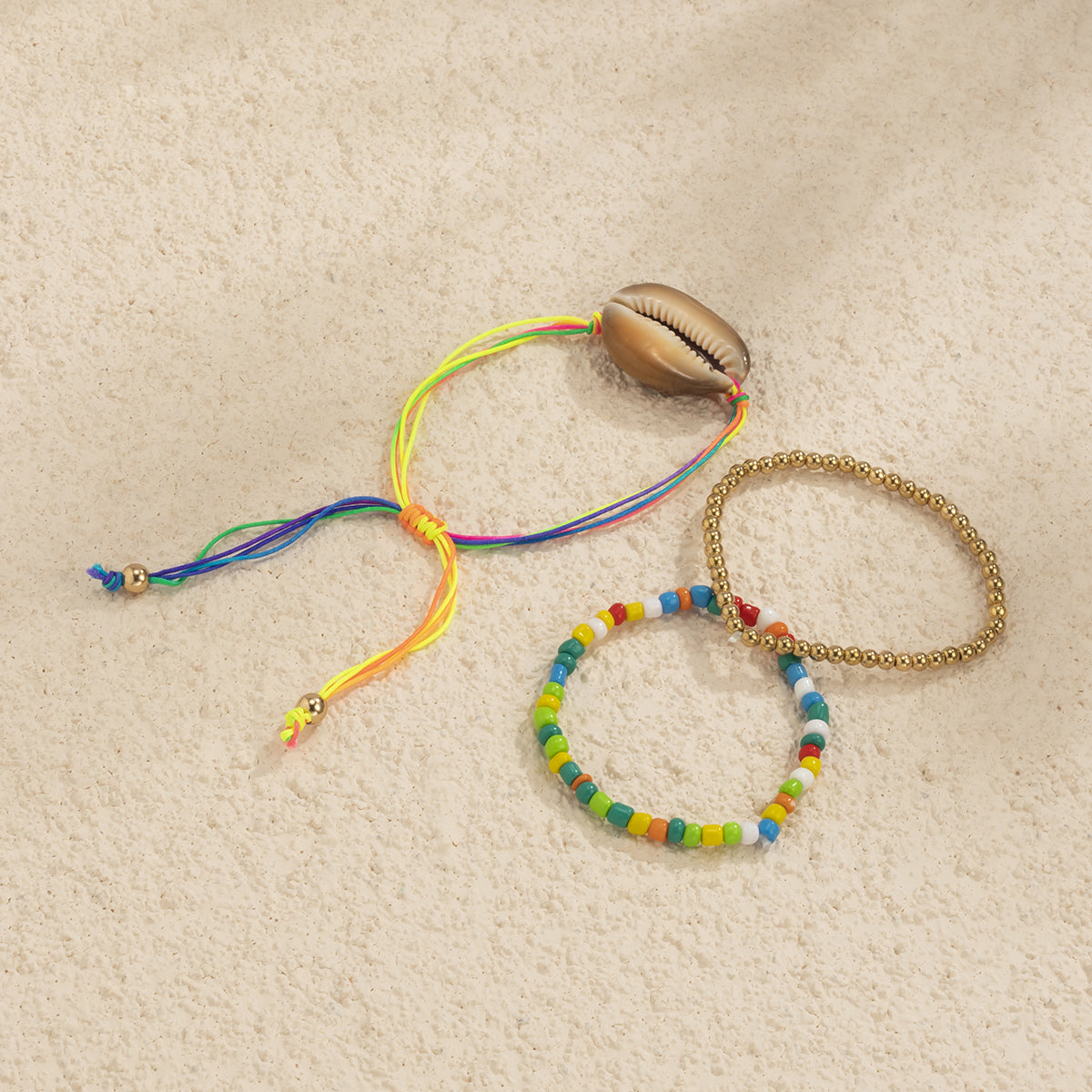 Red & Blue Multicolor Beaded Stretch Bracelet Set