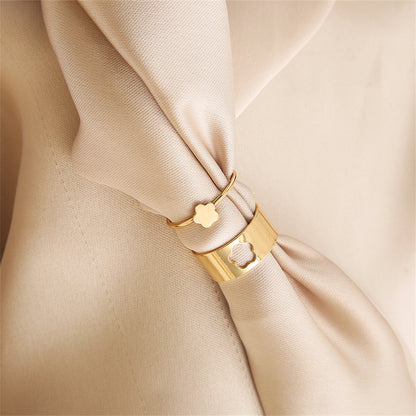 18K Gold-Plated Flower Band Ring Set, jewelry gift sets for women, botanical inspired, lifestyle look