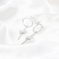 Silver-Plated Star Magic Wand Drop Earrings