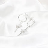 Silver-Plated Star Magic Wand Drop Earrings