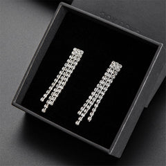 Cubic Zirconia & Silver-Plated Linear Drop Earrings & Necklace