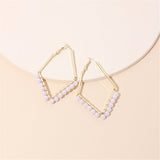 Pearl & 18k Gold-Plated Rhombus Hoop Earrings