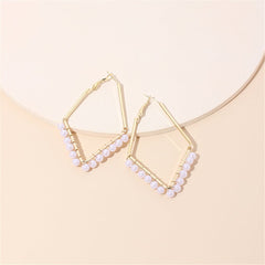 Pearl & 18K Gold-Plated Rhombus Hoop Earrings