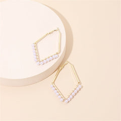 Pearl & 18K Gold-Plated Rhombus Hoop Earrings