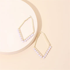 Pearl & 18K Gold-Plated Rhombus Hoop Earrings