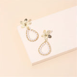 Pearl & 18K Gold-Plated Flower Teardrop Earrings