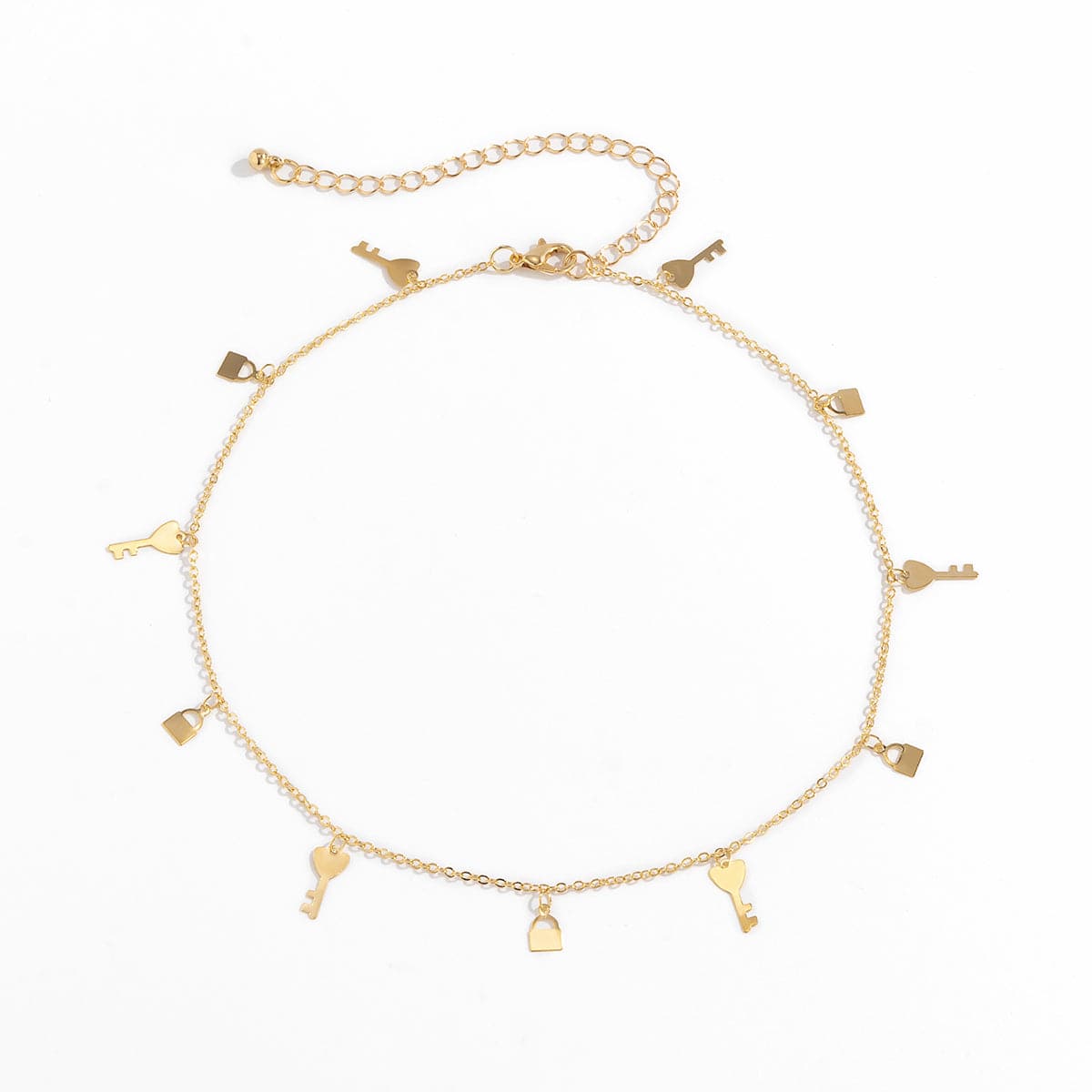 18K Gold-Plated Key Lock Station Choker Necklace