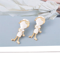 Enamel & 18K Gold-Plated Nurse Stud Earrings