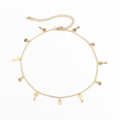 18K Gold-Plated Key Lock Station Choker Necklace