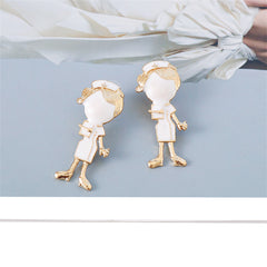 Enamel & 18K Gold-Plated Nurse Stud Earrings