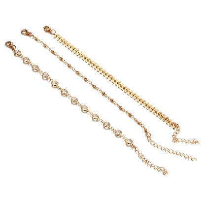 Crystal and 18K Gold-Plated Station Anklet Set, jewelry gift sets for women, botanical inspired, lifestyle look