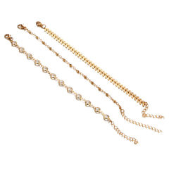 Crystal & 18K Gold-Plated Station Anklet Set