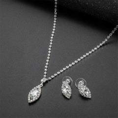 Crystal & Cubic Zirconia Teardrop Stud Earrings & Necklace Set
