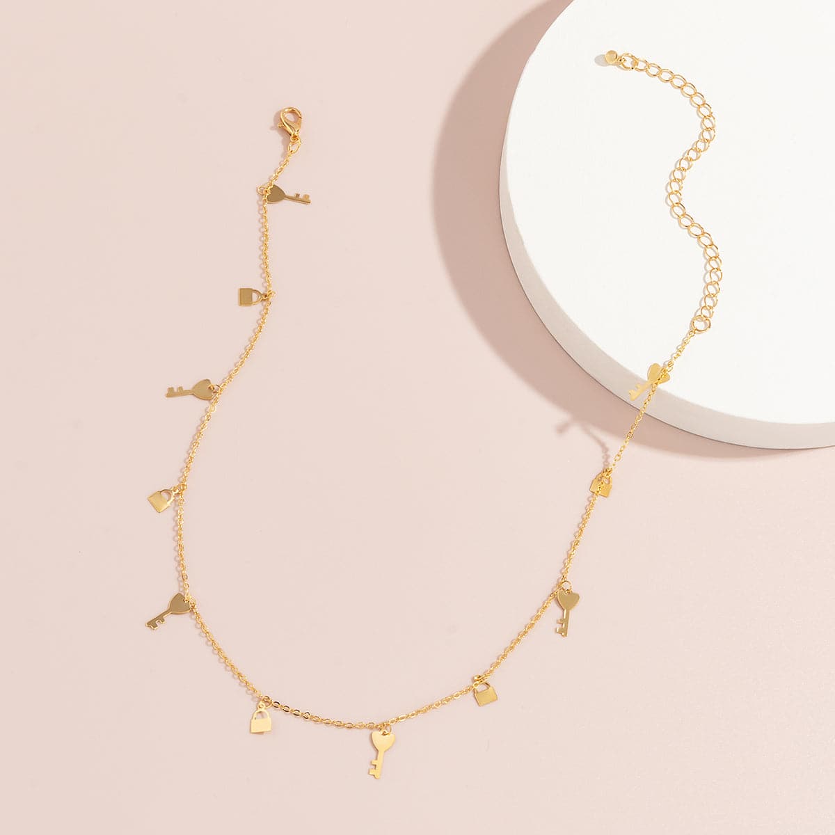 18K Gold-Plated Key Lock Station Choker Necklace