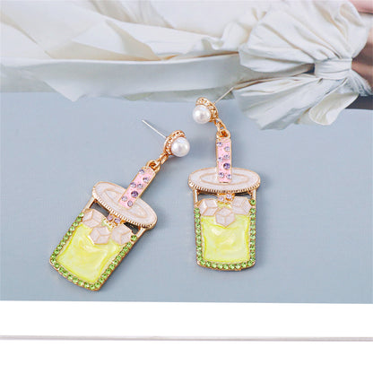 Pearl and Chartreuse Cubic Zirconia Cup Drop Earrings, drop earrings for women, vintage-inspired design, lifestyle look