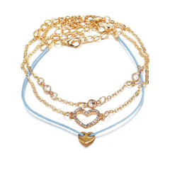 Cubic Zirconia & 18K Gold-Plated Heart Bracelet Set