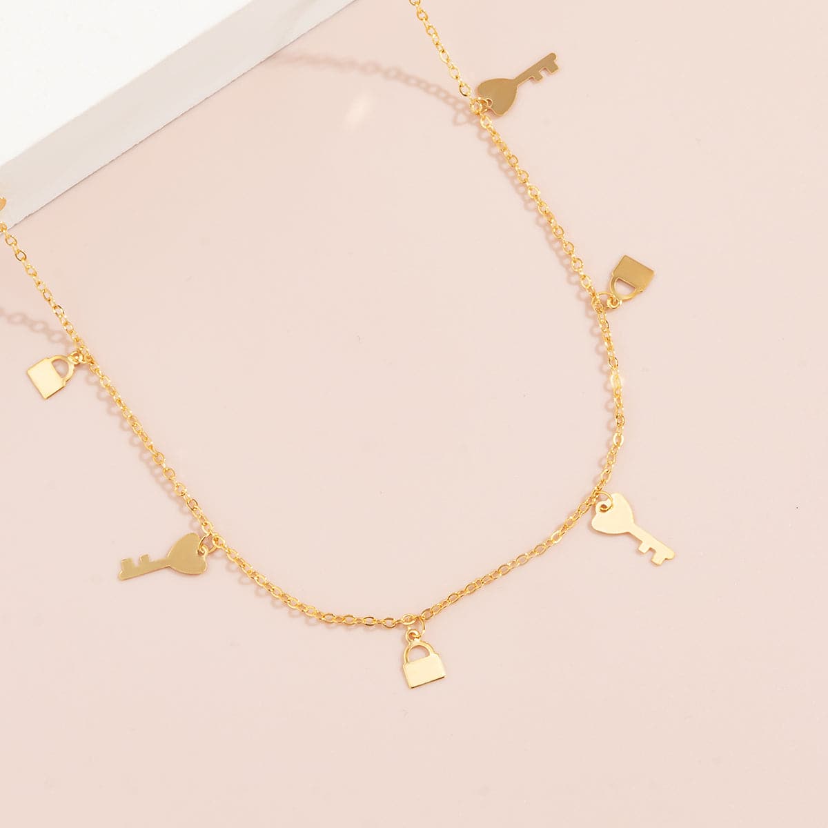 18K Gold-Plated Key Lock Station Choker Necklace