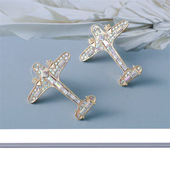 Cubic Zirconia & Crystal 18K Gold-Plated Airplane Drop Earrings