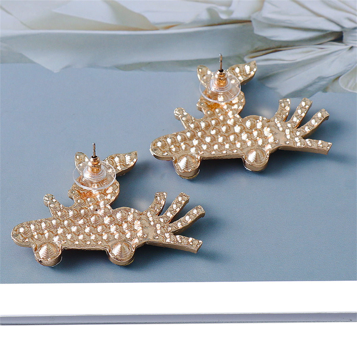 Orange Cubic Zirconia & 18K Gold-Plated Carrot Car Rabbit Stud Earrings