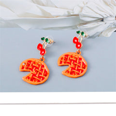 Orange Enamel & Resin Tiered Cherry Pomegranate Drop Earrings