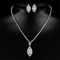 Crystal & Cubic Zirconia Teardrop Stud Earrings & Necklace Set