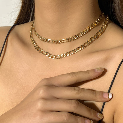 18K Gold-Plated Figaro Necklace - Set Of 2, jewelry gift sets for women, botanical inspired, side view