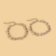Silver-Plated Vachette Chain Bracelet Set