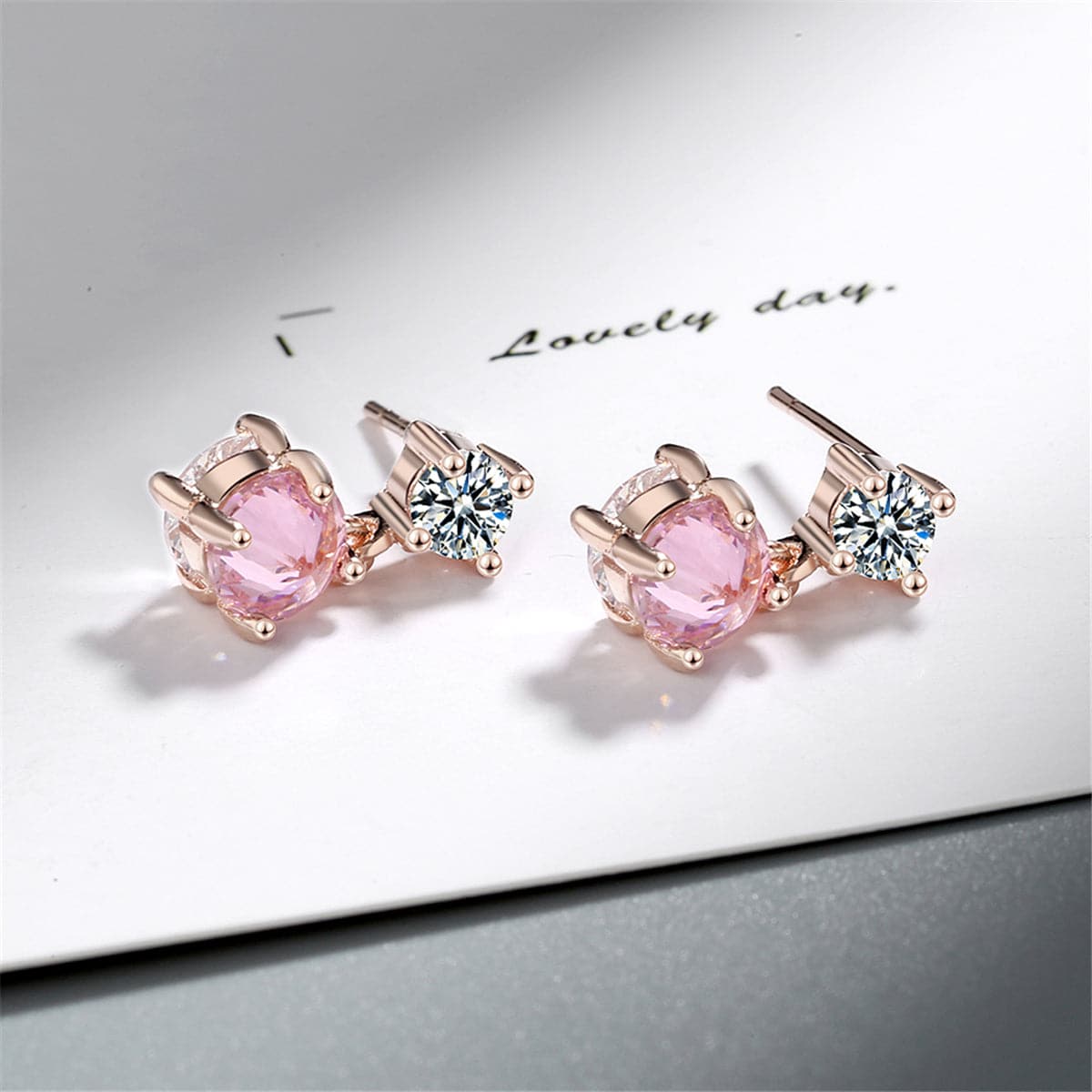 Pink Crystal & Cubic Zirconia 18K Rose Gold-Plated Drop Earrings
