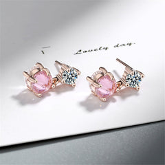 Pink Crystal & Cubic Zirconia 18K Rose Gold-Plated Drop Earrings