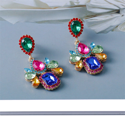 Blue Crystal and Cubic Zirconia Cushion-Cut Drop Earrings, drop earrings for women, elegant gift for her, lifestyle look
