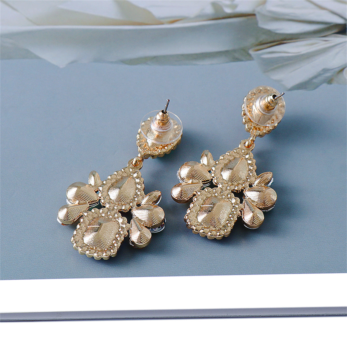 Blue Crystal & Cubic Zirconia Cushion-Cut Drop Earrings