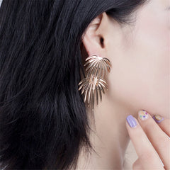 18K Gold-Plated Dual Coconut Tree Drop Earrings