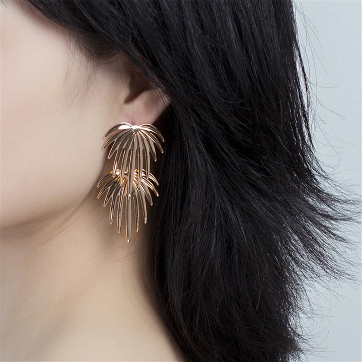 18K Gold-Plated Dual Coconut Tree Drop Earrings
