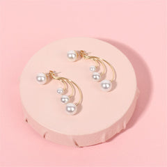 Pearl & 18K Gold-Plated Curved Drop Earrings