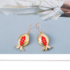 Red Resin & 18K Gold-Plated Pomegranate Drop Earrings