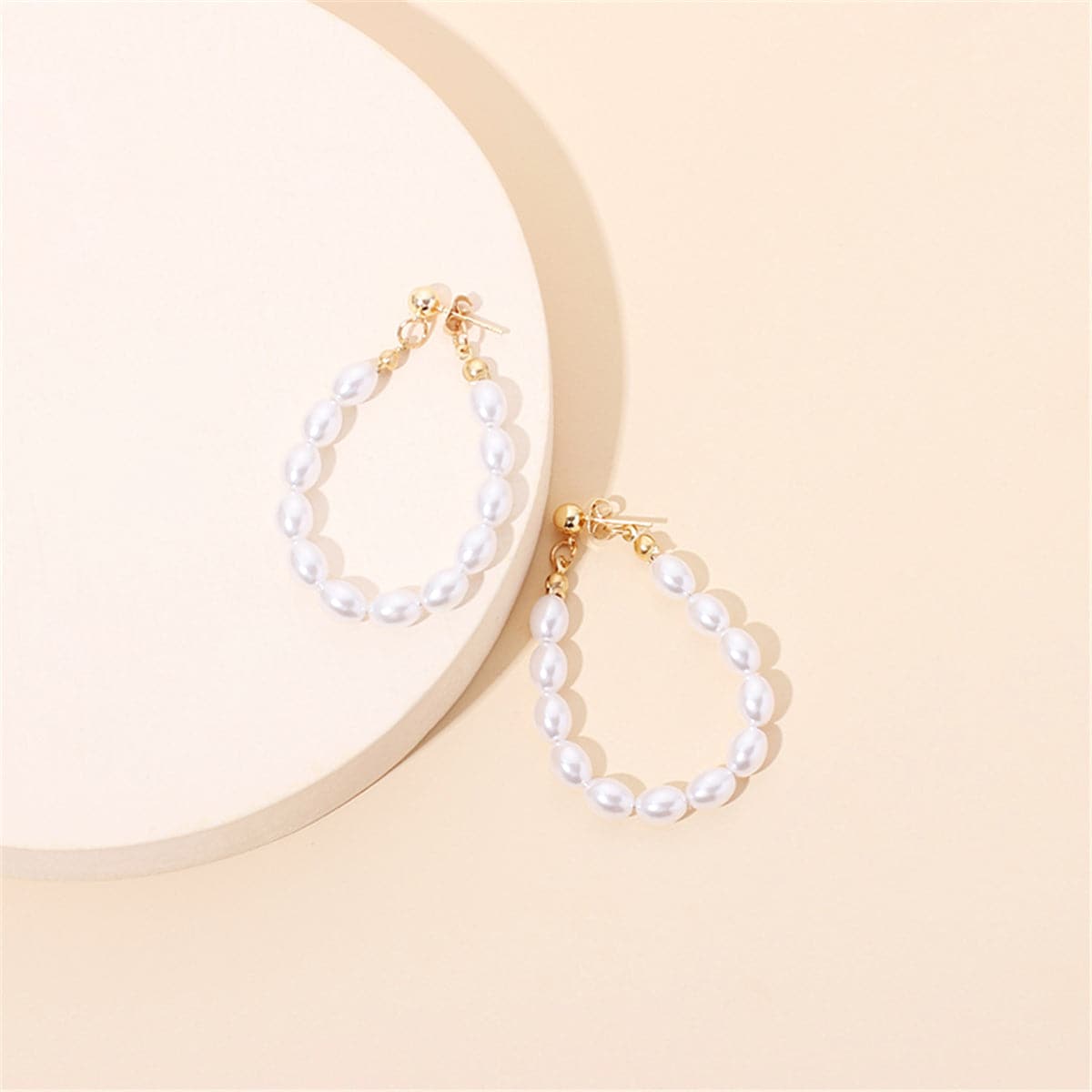 Pearl & 18K Gold-Plated Open Oval Drop Earrings