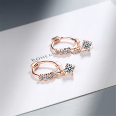 Cubic Zirconia & 18K Rose Gold-Plated Round-Cut Drop Earrings
