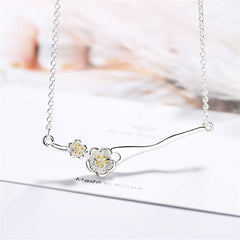 Crystal & 18k Gold-Plated Cherry Blossom Pendant Necklace - streetregion