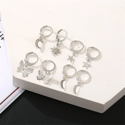 Cubic Zirconia and Two-Tone Celestial Butterfly Leverback Earring Set, jewelry gift sets for women, side view