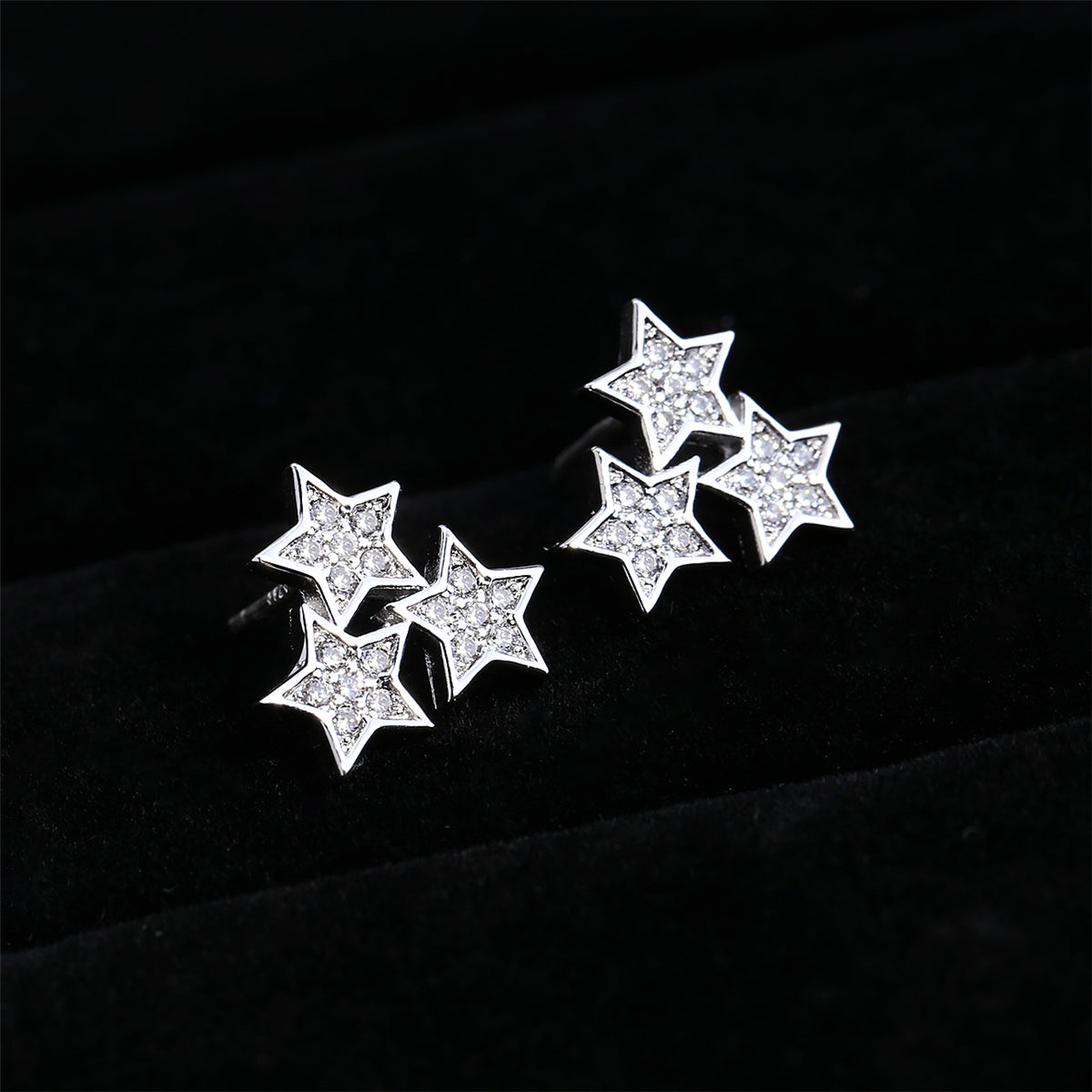 Cubic Zirconia & Silver-Plated Star Drop Earrings