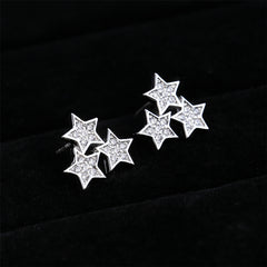 Cubic Zirconia & Silver-Plated Star Drop Earrings