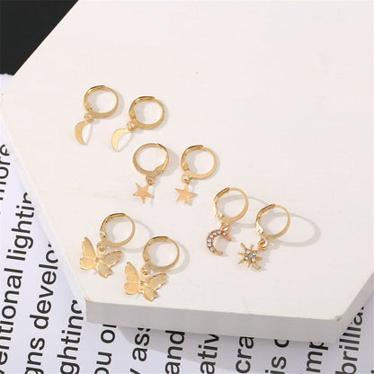 Cubic Zirconia and Two-Tone Celestial Butterfly Leverback Earring Set, jewelry gift sets for women, lifestyle look